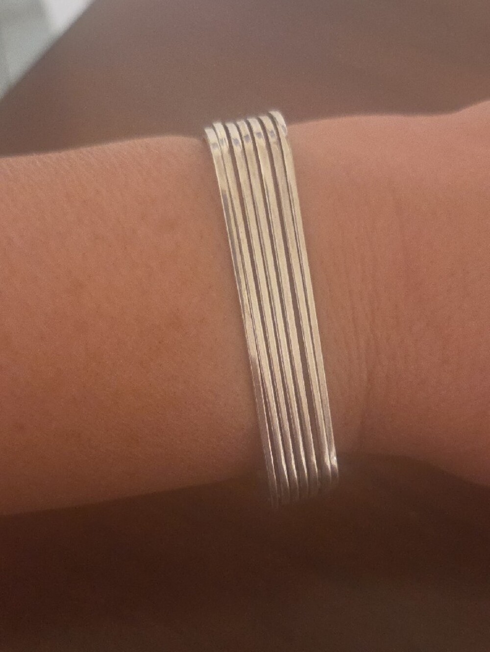 Silver Square Bangle Set - 7 - Picture 3 of 4